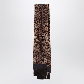 Dolce & Gabbana Leopard-print silk scarf with fringes
