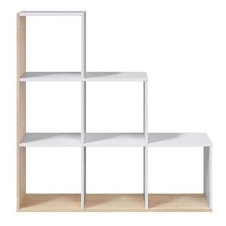 HOMN Estanter&iacute;a librer&iacute;a color blanco/roble, 108 x 28 x 110cm