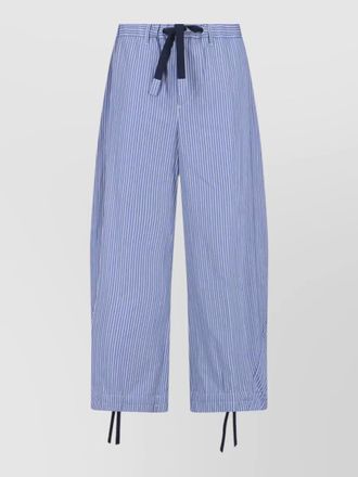 sacai straight trousers drawstring waist striped pattern