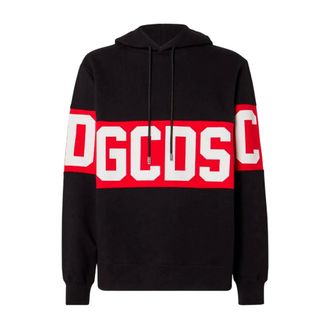 GCDS Gcds, Hoodies & sweatvesten, Heren, Zwart, XL, Katoen, Logo Stripe Hoodie