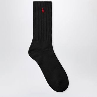 Polo Ralph Lauren Black/red cotton-blend logo socks