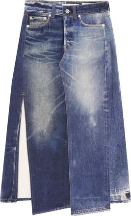Our Legacy Patchwork Denim Midi Skirt with Front Slit