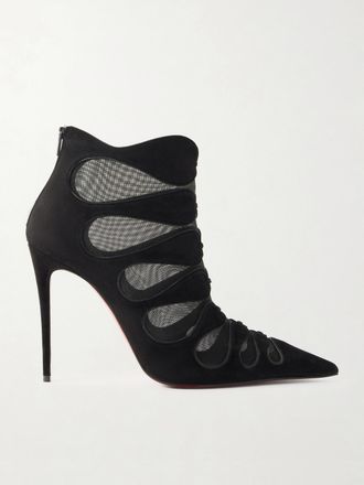 Christian Louboutin Stivaletti In Camoscio E Mesh Circus Max 100 - Nero