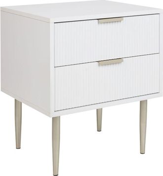 Beliani Comodino mdf bianco con 2 cassetti portaoggetti Gambe in metallo Soho