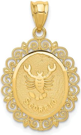 Diamond2Deal 14k Yellow Gold Solid Satin Polished Scorpio Zodiac Oval Pendant
