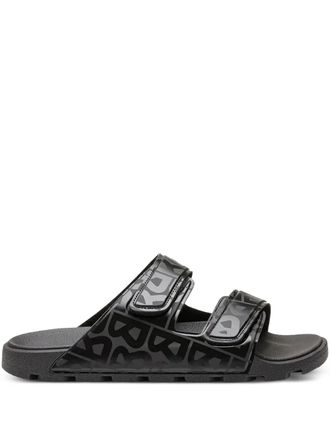 Bogner logo-print strapped slides - Black