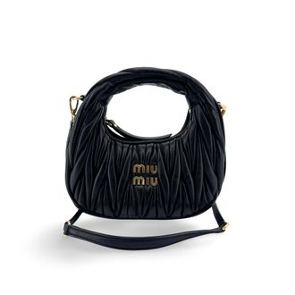 Miu Miu Wander Matelass&eacute; Napa Leather Micro Hobo Bag Black