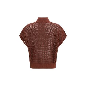 Brunello Cucinelli Cotton Mesh Cardigan - Brown