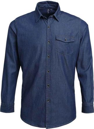 Premier Heren Denim Overhemd met Contraststiksels (Indigo Denim)