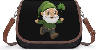 Generic Gnome Patricks Day Lucky Shamrock Small Womens Crossbody Bags Shoulder Handbag with Adjustable Strap for Travel