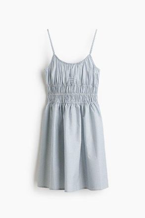 H&M Tie-strap Cotton Dress in Light Blue/gingham Check at Nordstrom, Size Xx-Small