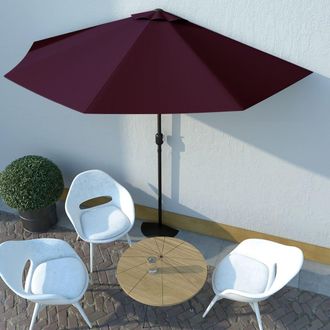 vidaXL Paraguas Con Poste De Aluminio Semicircular 300x150x253 Cm Borgo&ntilde;a - 202315