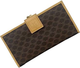 Celine Beige Brown Pvc Leather Long Wallet (Bi-Fold) (Pre-Owned)