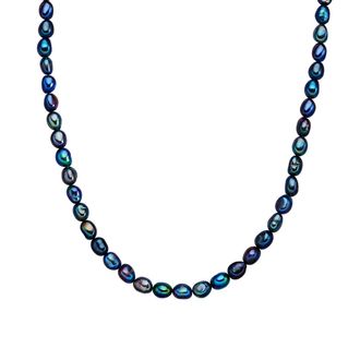 Valero Pearls Womens Fresh Water Cultured Pearl Necklace - Blue Sterling Silver - One Size