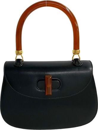 Gucci Black Leather Handbag Tote Bag (Pre-Owned)