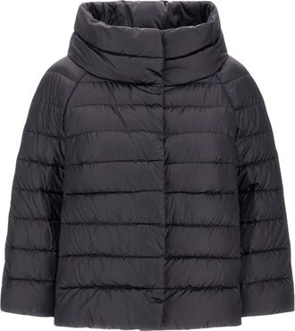 Herno Satin-Woven Mini Cape with Bejewelled Sleeves and Funnel Neck