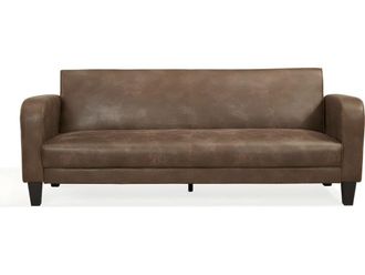 VENTE-UNIQUE.COM Sofá cama poliéster 3 plazas marrón 215x83cm
