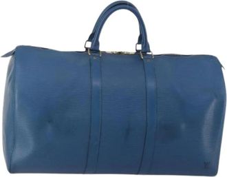 Louis Vuitton Pre-owned Boston Bag - Dames - Vintage Weekendtas - Blauw - ONE Size - Leer - Vintage