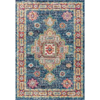 Jonathan Y Designs Bohemian FLAIR Boho Vintage Medallion Area Rug in Navy/red at Nordstrom, Size 5Ft 0In X 8Ft 0In