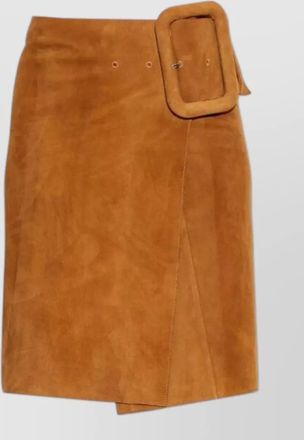 Ami midi skirt belt large buckle suede