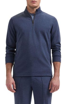 Bugatchi Soft Touch Quarter Zip Pullover in Navy at Nordstrom, Size Xx-Large