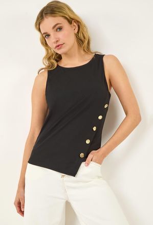 DUSK Asymmetric Button Detail Top