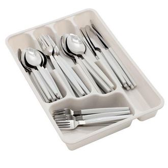 Gibson Home Edzelle 48 Piece Stainless Steel Flatware Set with Plastic Tray in White at Nordstrom