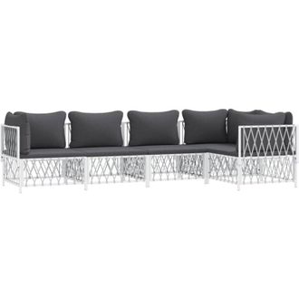 vidaXL Juego De Muebles De Jard&iacute;n 5 Piezas Y Cojines Acero Blanco Vidaxl