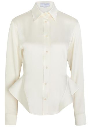 Stella McCartney Stella Mccartney Peplum Satin-crepe Shirt - Cream - 38 (UK6 / XS)