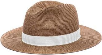 Lastelier Portofino white trimmed straw hat at Nordstrom, Size Medium