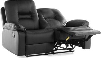 Beliani Divano Reclinabile Similpelle Nera 2 Posti Schienale e Poggiapiedi Regolabili Bergen
