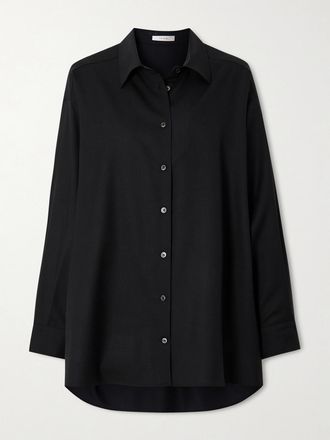 The Row Camicia Oversize In Flanella Di Lana Luke - Nero