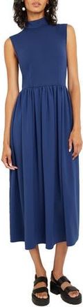 Misook Mixed Media Fit & Flare Dress in Oceanic at Nordstrom Rack, Size X-Small