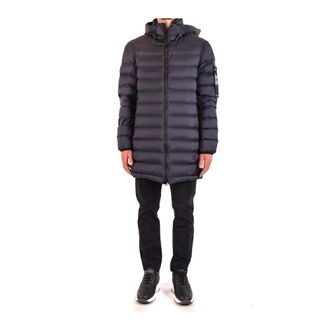 Peuterey Parkas, male, Blue, Size: XS Hooded Long Sleeve Zip-Up Jacket with Front Pockets
