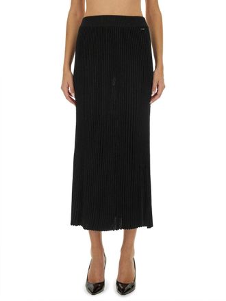 Kiton Wool Blend Knit Skirt - Black