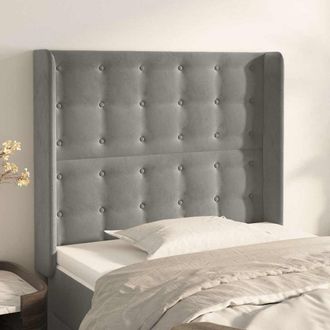 vidaXL Vidaxl Cabecero Con Orejas De Terciopelo Gris Claro 93x16x118/128 Cm