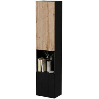 Dmora Vetrina Botte, Mobile Espositore 4 Ripiani, 2 Ante, Apertura Push Pull, 39.9x29.8x180h cm Nero Antracite