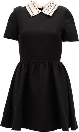 Valentino Garavani Black Mini Dress with Embellished Womens Collar