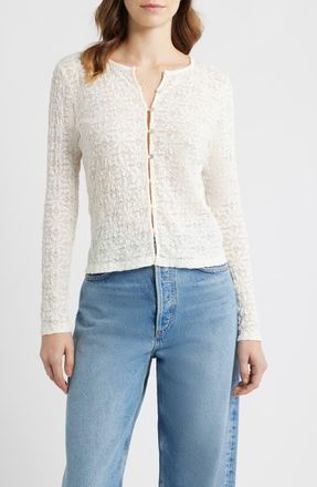 Rails Cyrah Stretch Lace Cardigan in Ivory at Nordstrom, Size Xx-Small