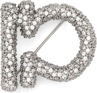 Jil Sander omega-shaped brooch - women - Eco Brass/Cubic Zirconia - One Size - Silver