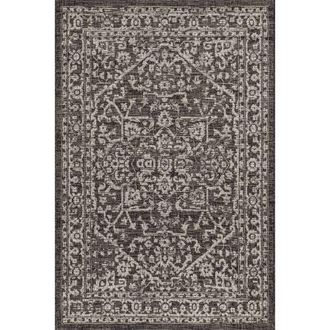 Jonathan Y Designs Malta Bohemian Medallion Textured Weave Indoor/Outdoor Area Rug in Black/gray at Nordstrom, Size 3Ft 0In X 5Ft 0In
