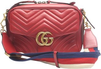 Gucci Red Color Leather Fanny Pack Sling Bag (Pre-Owned)