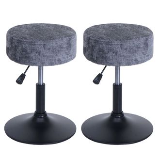 Hhg Hhg - Lote De 2 Taburetes 883, Taburete Giratorio Regulable En Altura &Oslash; 37cm Tejido Chenilla (465g/m&sup2;) Mvg, Gris Oscuro