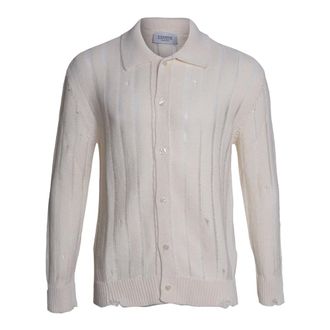 Laneus Cardigans, male, Beige, Size: XL Polo Knit Cardigan