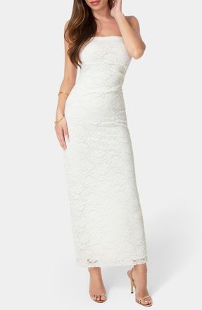 Bebe Lace Strapless Maxi Dress in Ivory at Nordstrom Rack, Size X-Large
