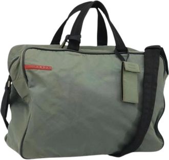 Prada Pre-owned Weekend Bags, female, Gray, Size: ONE SIZE Pre-owned Vintage Nylon Shoulder Bag