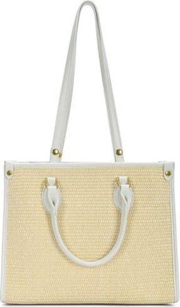 Rachel Zoe Raffia Contrast Tote Bag in Cream-Bone at Nordstrom Rack