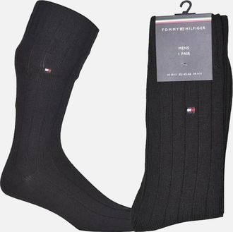 Tommy Hilfiger Mens Tommy Hilfiger Merino Wool Ribbed Boot Socks, Black - Black/Black - Size: 7/7.5/8/8.5/5/5.5/6.5/6