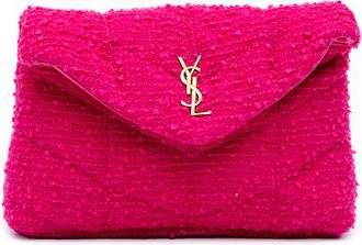 Saint Laurent Pre-owned Womens Toy Matelasse Boucle Tweed Monogram Loulou Puffer Crossbody - Dusty Pink Textile - One Size