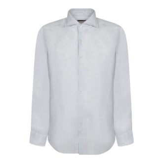 Dell'Oglio Casual Shirts, male, Gray, Size: XL Linen Shirt